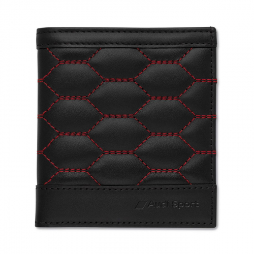 Petit porte-feuille Audi Sport en cuir noir-rouge